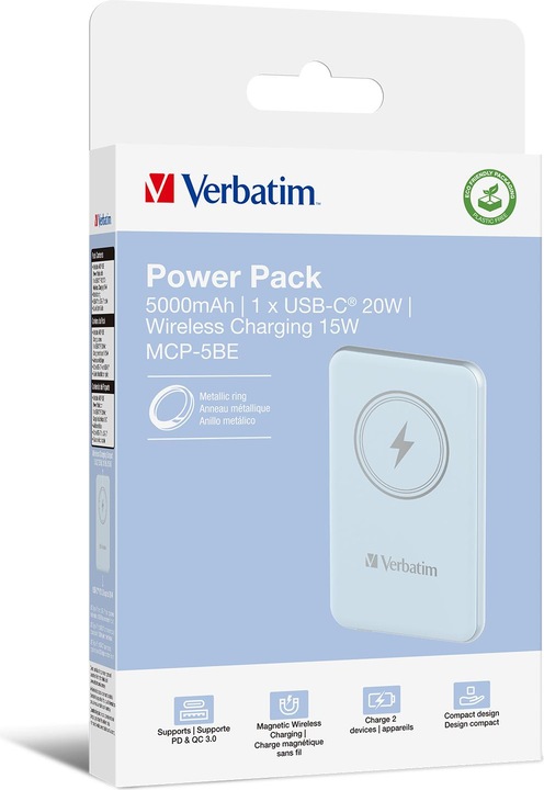 Actual product image Verbatim POWER BANK 5000 BLEU (5000 mAh, 20 W, 18500 Wh)
