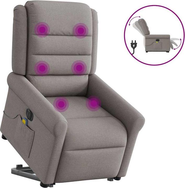 Actual product image VidaXL Electric massage chair with stand-up aid Taupe fabric