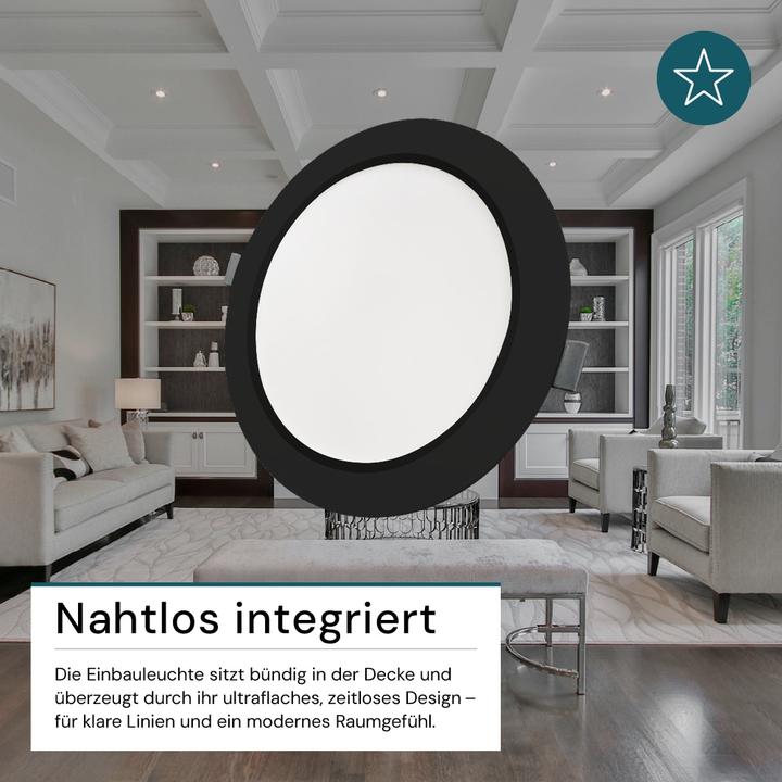Produktbild Luxula LED-Einbauleuchte, 6W, EEK: F, 600lm, CCT, IP44, schwarz (600 lm)