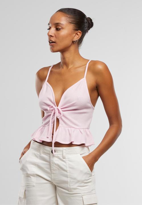 Produktbild Urban Classics Ladies Waffle Pique Ruffle Top - 137877 (4XL)