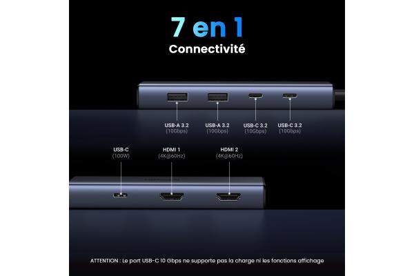 Actual product image Ugreen 7-in-1 USB-C Hub CM498 (USB-C, 7 ports)