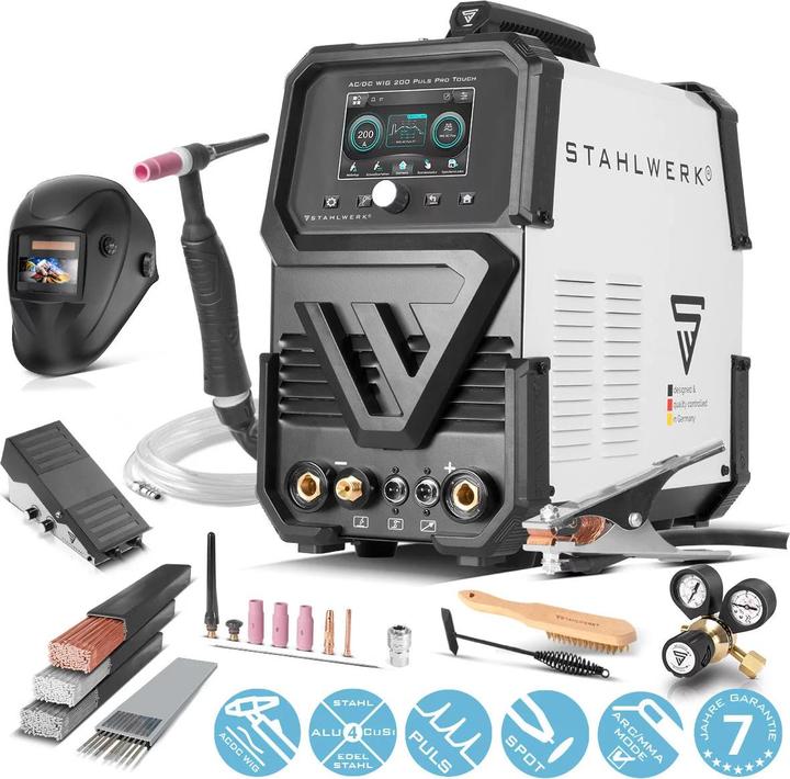 Stahlwerk Shielded arc welder AC/DC TIG 200 Puls Pro Touch Fully equipped