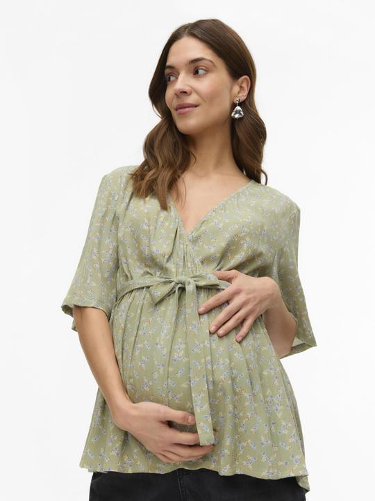 Image du produit Mamalicious Normal geschnitten V-Ausschnitt Weite Ärmel Top Bluse (XS)