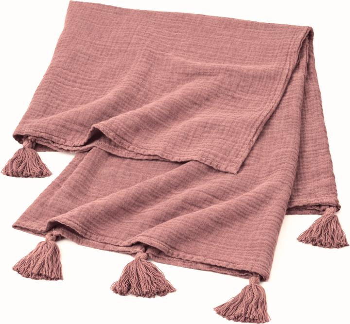 Actual product image Beberotti Orgaic Muslin Tasseled Throw Blanket (145 x 100 cm)