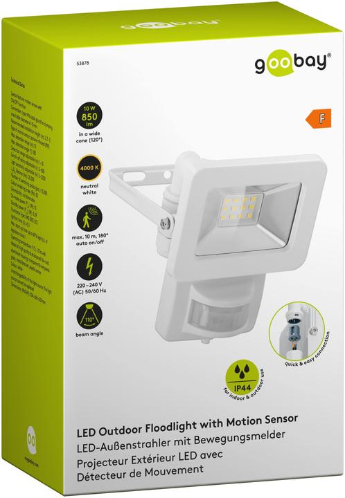 Produktbild Goobay LED-Aussenstrahler, 10 W, mit Bewegungsmelder (853 lm, IP44)