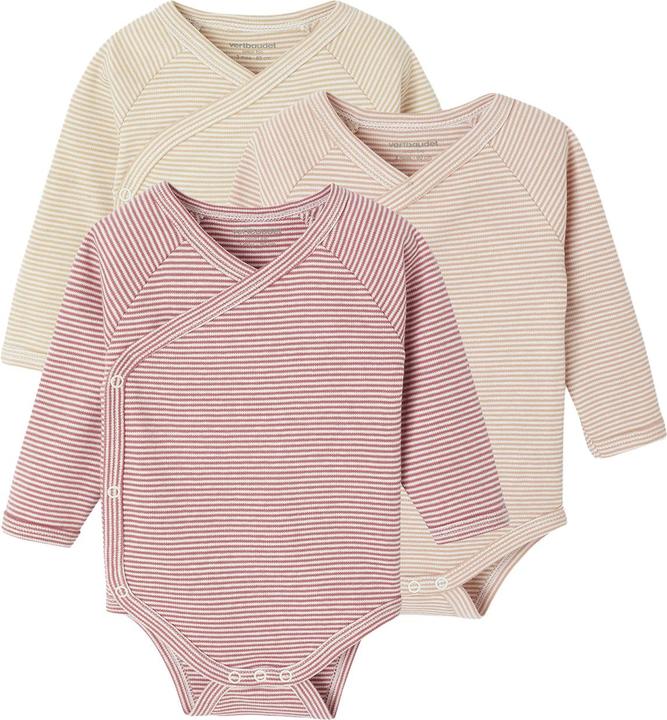 Produktbild Vertbaudet Bio-Kollektion: 3er-Pack gestreifte Baby Wickelbodys (62)