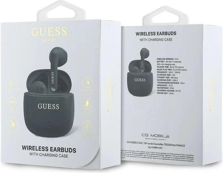 Produktbild Guess słuchawki Bluetooth GUTWSJ14ESGK TWS + stacja dokująca czarny/black Printed Classic Logo (ANC, 5 h, Kabellos)