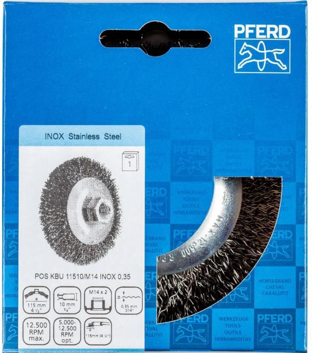 Actual product image Pferd Conical brush unknotted KBU Ø 115 x 10 mm M14 stainless steel wire 0,35 for angle grinder 1 pc.