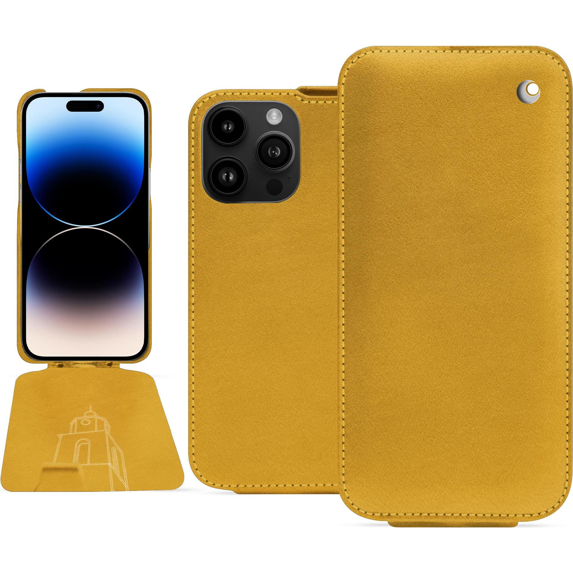 Noreve Lederschutzhülle vertikal (Apple iPhone 15 Pro Max), Smartphone Hülle, Orange