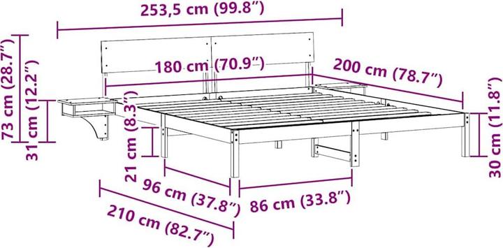 Produktbild vidaXL Plattformbett (180 x 200 cm)