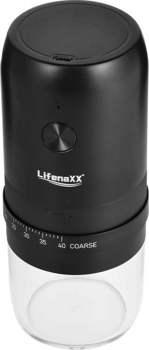 Actual product image LifenaXX Mobile Elektrische Kaffeemühle, kabellos, USB-C Akku-Betrieb, 8,3 x 8,3 x 18,6 cm