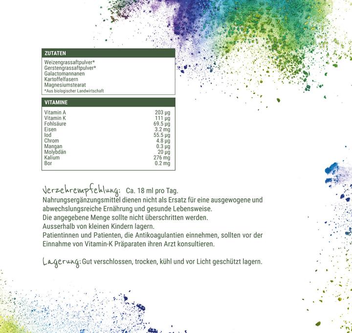 Nutritional values and ingredients Kraftgras Zero (1 Piece, Granulate, 380 g)