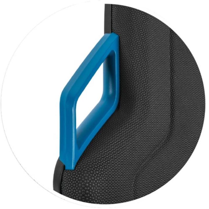 Produktbild Bimos Arbeitsdrehstuhl Nexxit Bodengleiter Supertec-Gewebe schwarz Grifffarbe blau 450-600 mm