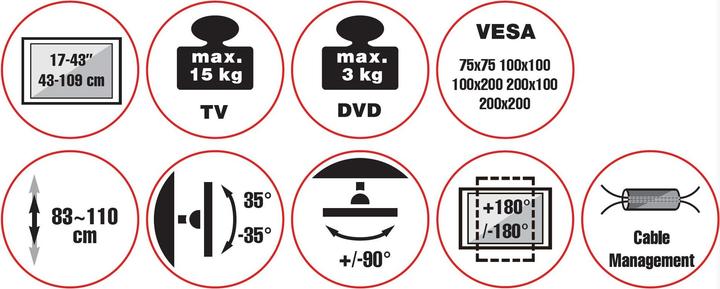 Produktbild Reflecta TV Stand 43P-2020T weiss (15 kg, 17" - 43")