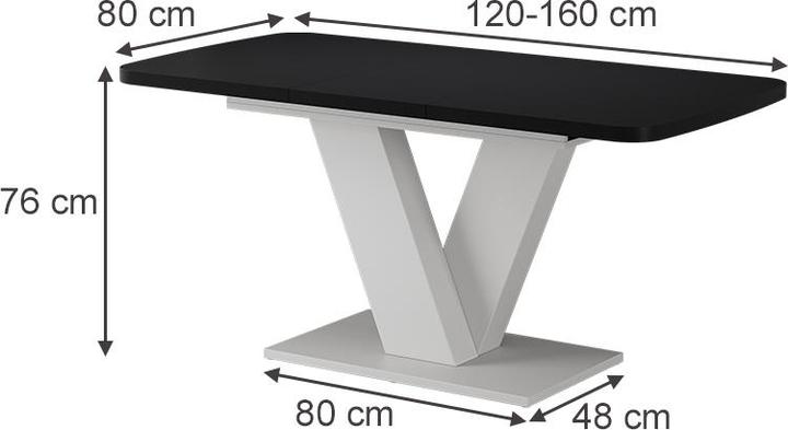 Actual product image Vicco Dining table Fenaro, Black/white/White, 120 x 80 cm extendable (120 x 80 x 77.40 cm)