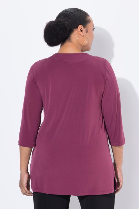 Produktbild Ulla Popken Longshirt, A-Linie, V-Ausschnitt, 3/4-Ärmel (56)