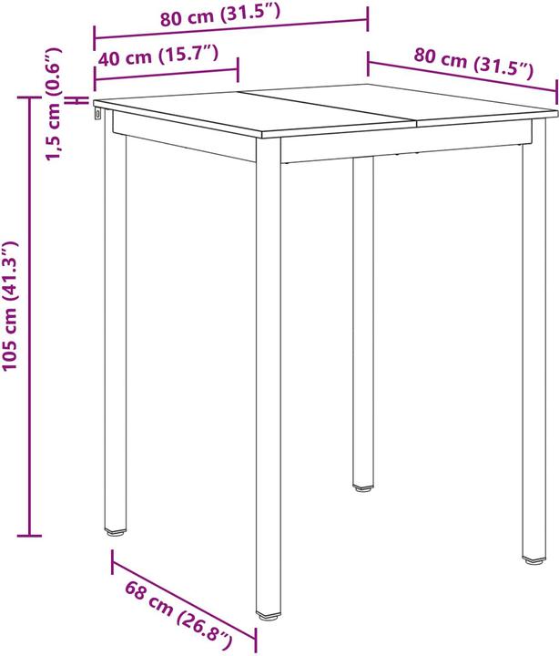 Produktbild vidaXL Esstisch (80 x 80 x 105 cm)
