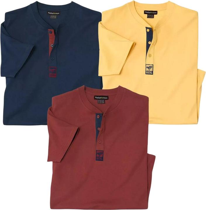 Produktbild Atlas For Men TShirt Knopfhals (3erPack) (M)