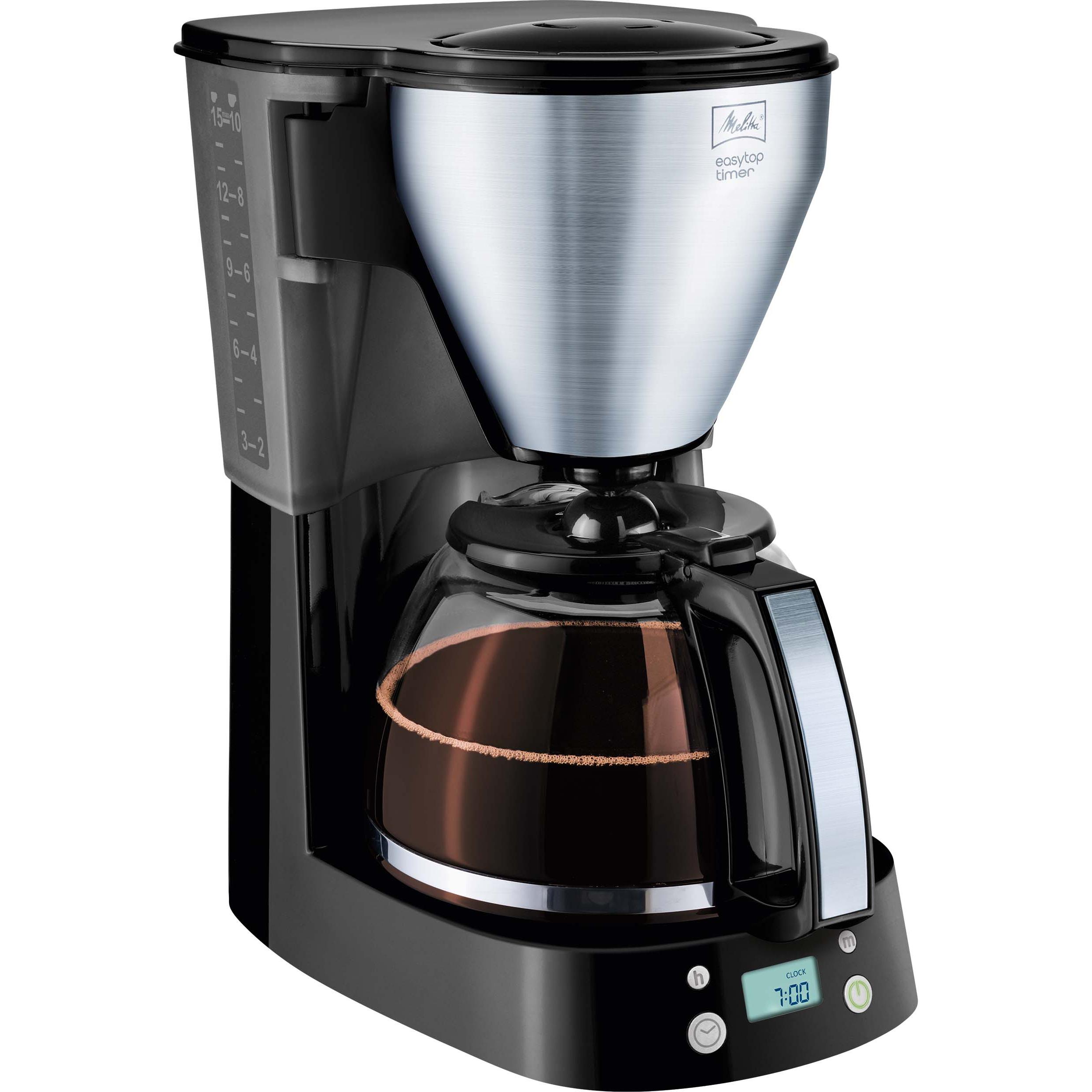 Melitta Easy Top Timer 1010-15, Filterkaffeemaschine, Schwarz, Silber