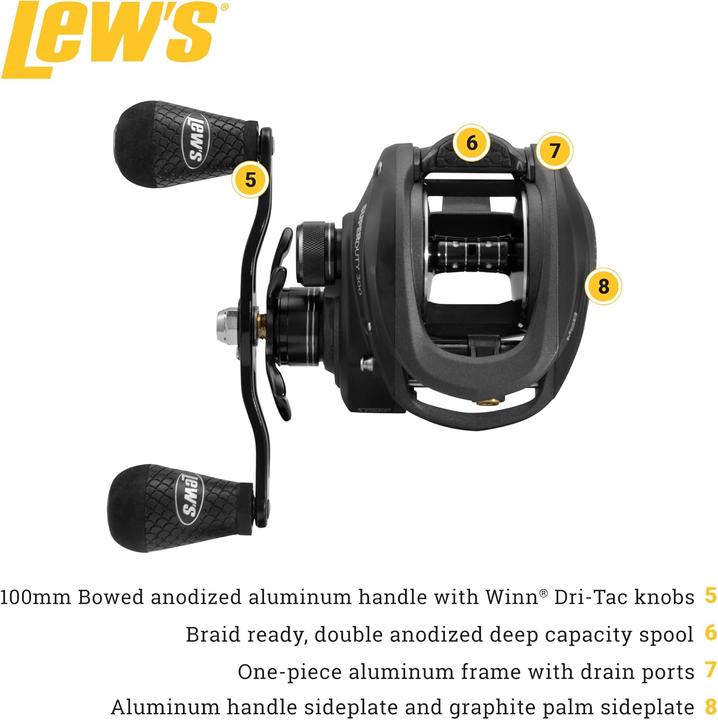 Actual product image Lew's SuperDuty Rechtshänder-Baitcast-Rolle 300 Geschwindigkeit 7,2:1