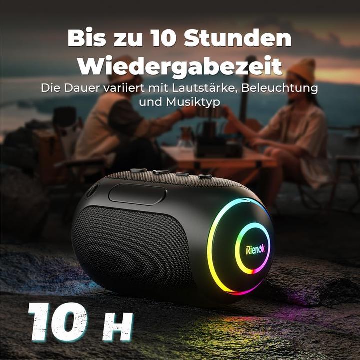 Produktbild Rienok Wasserdichter Bluetooth Lautsprecher mit LED-Licht (10 h)