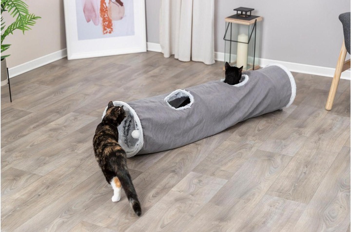 Produktbild Trixie Katzen-Spieltunnel Harvey, ø 27 × 116 cm, Grau (Ballspielzeug Katze)