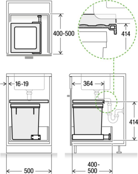 Image du produit Müllex X-LINE Syst. X50 L35 Basic 500mm (40 l)