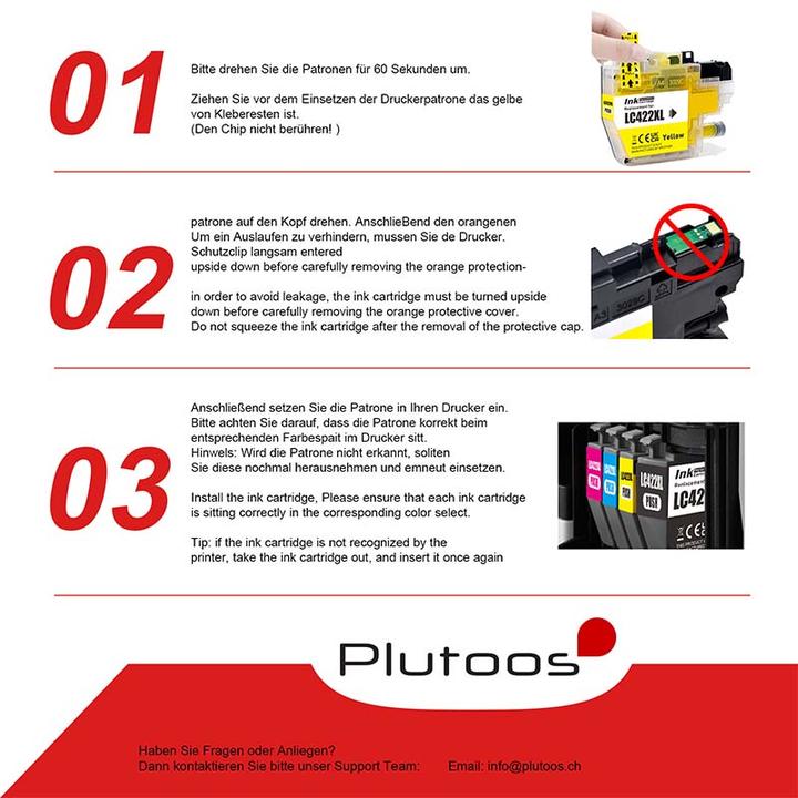 Actual product image Plutoos Brother LC-422XL cartridge compatible, set of 4 colours LC-422 XL