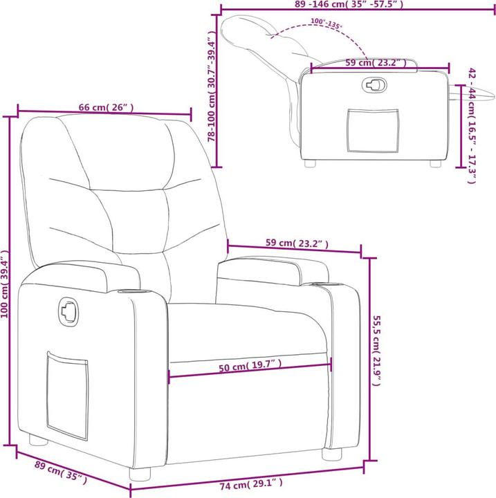 Actual product image vidaXL Relax armchair cream imitation leather,Colour: cream,Material