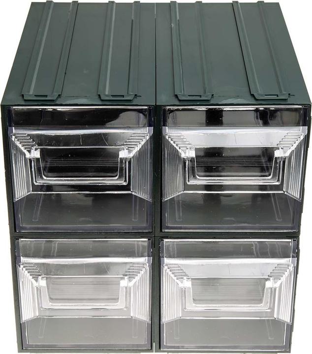 Produktbild RS PRO Kunststoff Schubladenmagazin Transparent, 4 Einschübe, 208mm x 208mm x 222mm