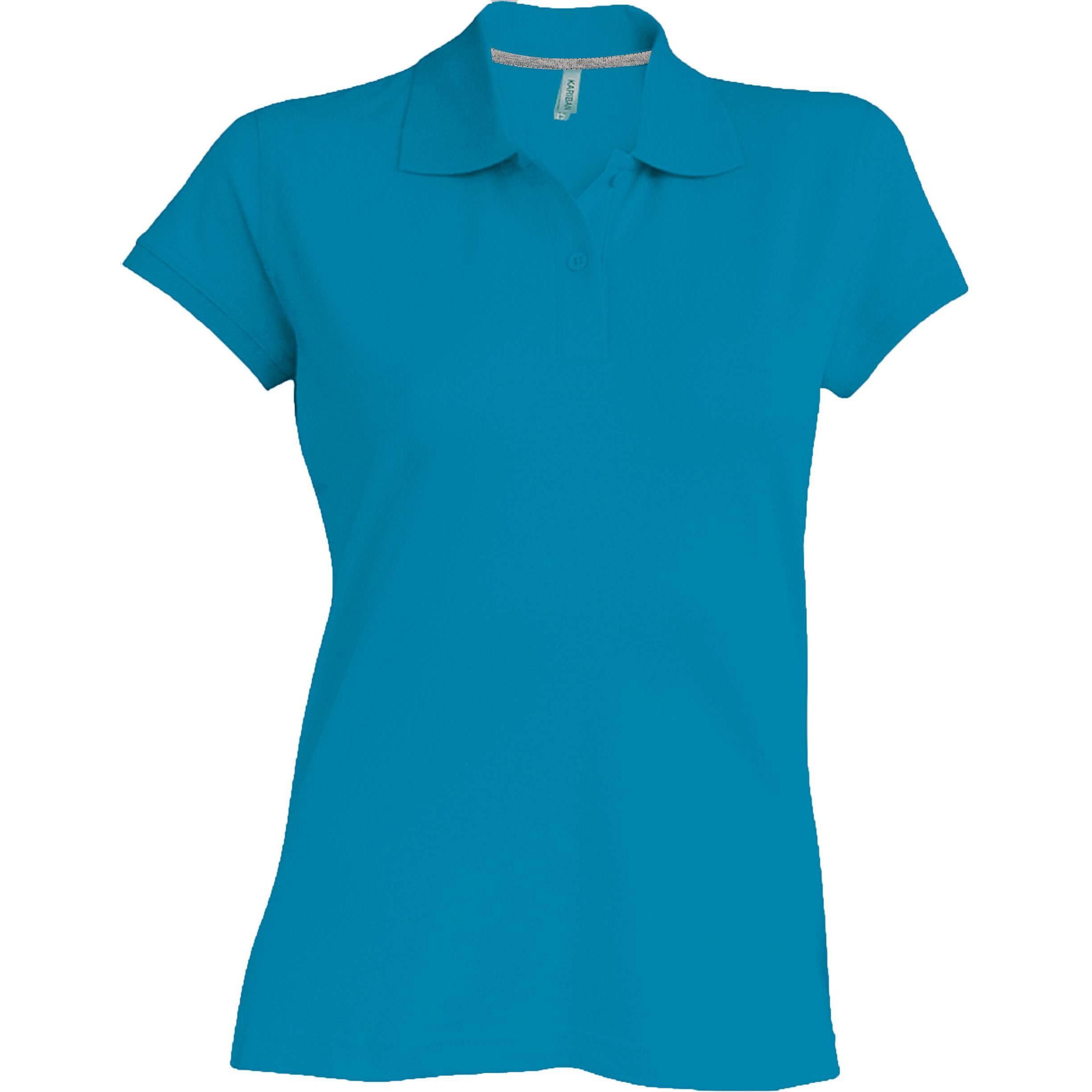 Kariban, Damen, Shirt, Damen Polo mit kurzen Ärmeln, Blau, (3XL)