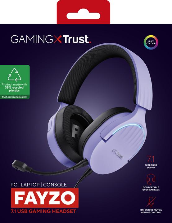 Actual product image Trust GXT490P FAYZO 7.1 USB HEADSET PURPLE (Cable)