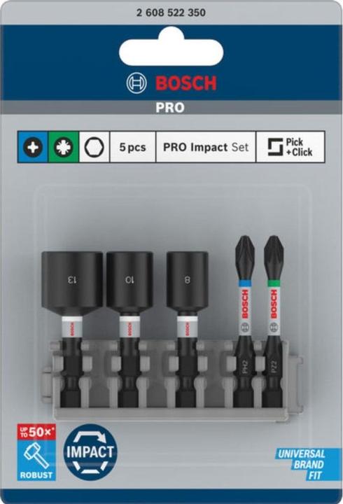 Actual product image Bosch Professional Zubehör Impact Control screwdriver bit and socket spanner pack, 5 pcs. (Cross Phillips PH)