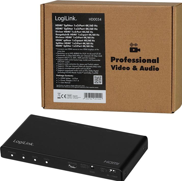 Produktbild LogiLink HD0034 HDMI Matrix Switch 4x2 3D