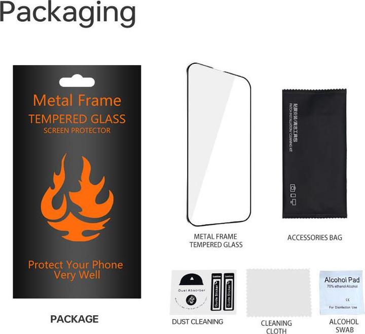 Produktbild OEM Gehärteter Glasmetallrahmen für Samsung Galaxy S25 Ultra schwarzer Rahmen (Galaxy S25 Ultra)