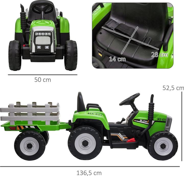 Actual product image Swisshandel24 Electric tractor, trailer, remote control, ride-on tractor, MP3 function