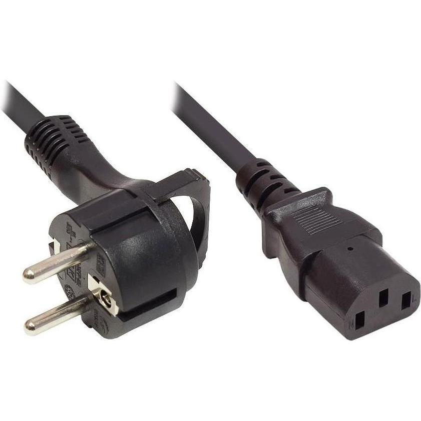 Varia Netzkabel Schutzkontakt-Flachstecker Typ EF (gewinkelt) an C13 (gerade), schwarz (5 m), Cavo di alimentazione, Nero