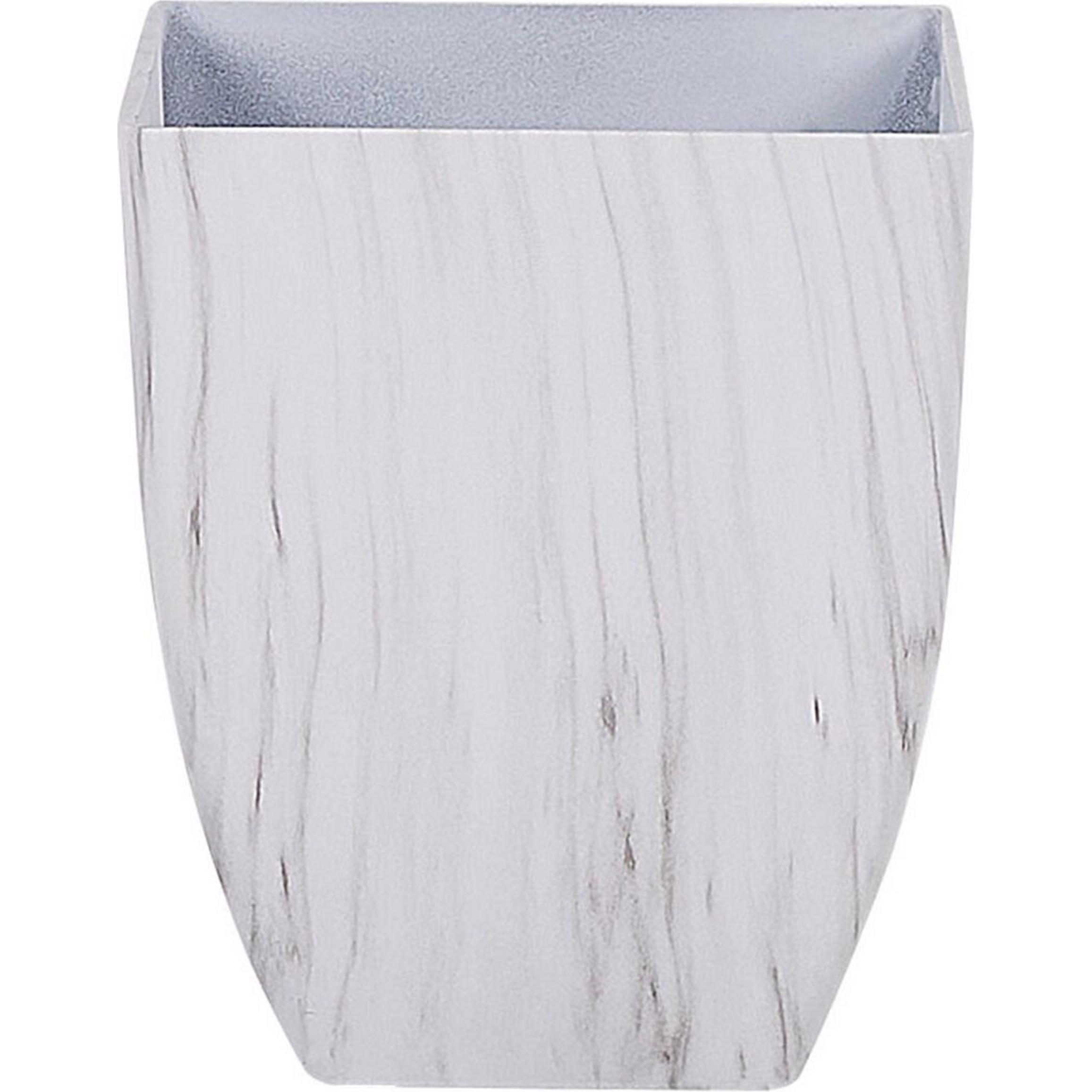 Beliani, Blumentopf, Blumenkübel 2er Set weiss Marmor Optik quadratisch 28 x 28 x 34 cm MIRO (28 cm)