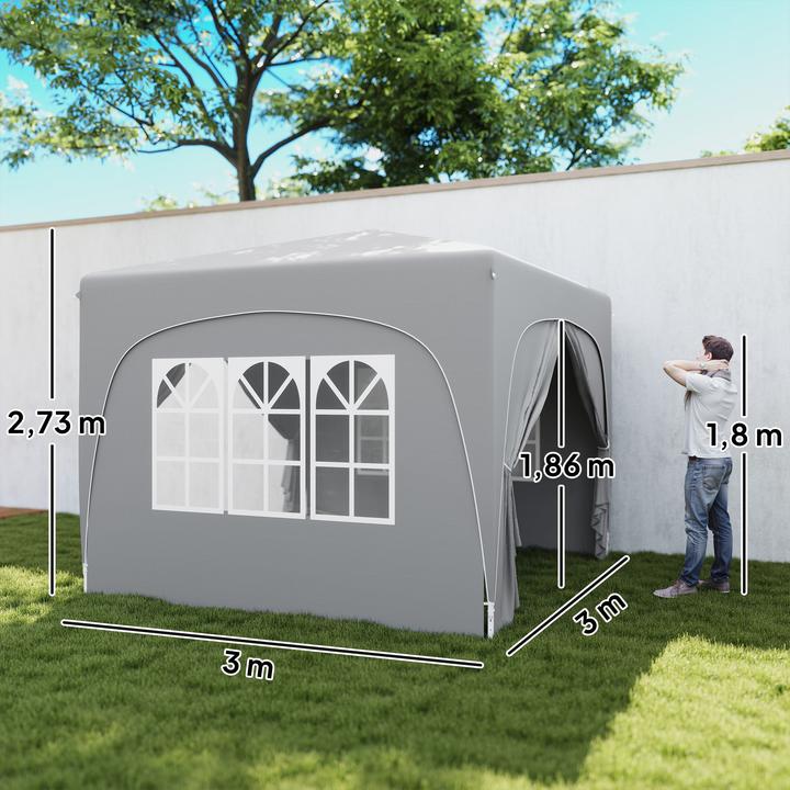 Actual product image Outsunny Pavillon Metall, Polyester Hellgrau (300 cm, 300 cm)