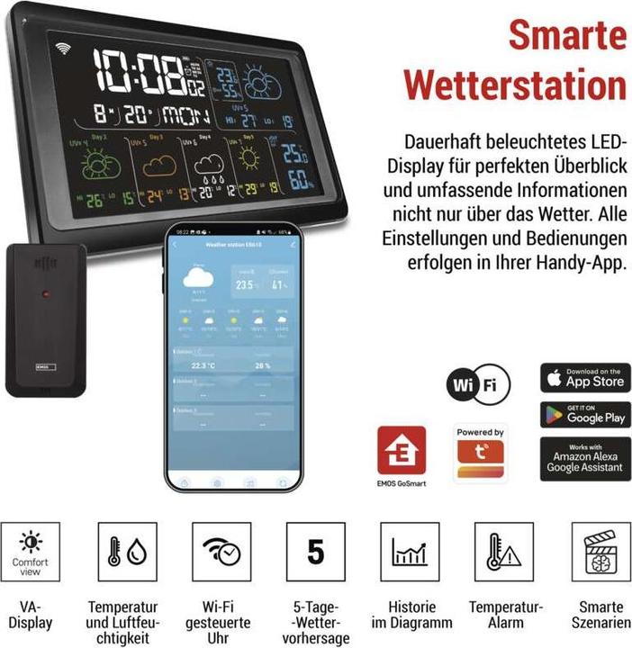 Produktbild Emos GoSmart Drahtlose Wetterstation E8610 mit WiFi