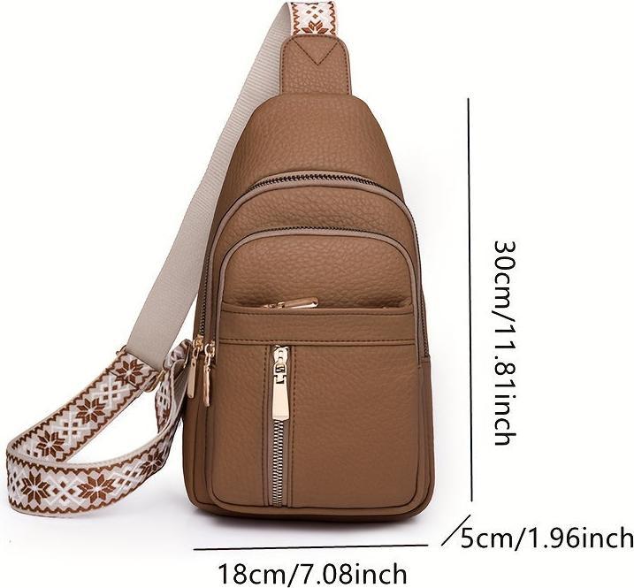 Produktbild Only-Bags.Store Vintage-Brusttasche mit mehreren Taschen und Reissverschluss, lässige Sport-Umhängetasche aus
