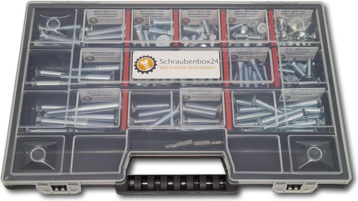 Schraubenbox24 Countersunk screws assortment M6-M8 // 10mm-70mm 160 pcs. Screw box (160 Screws per piece)