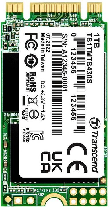 Immagine prodotto Transcend 1TB M.2 2242 SSD SATA3 B+M KEY (1000 GB, M.2 2242)