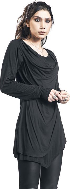 Produktbild Black Premium Schwarzes Langarmshirt mit Wasserfallausschnitt (4XL)