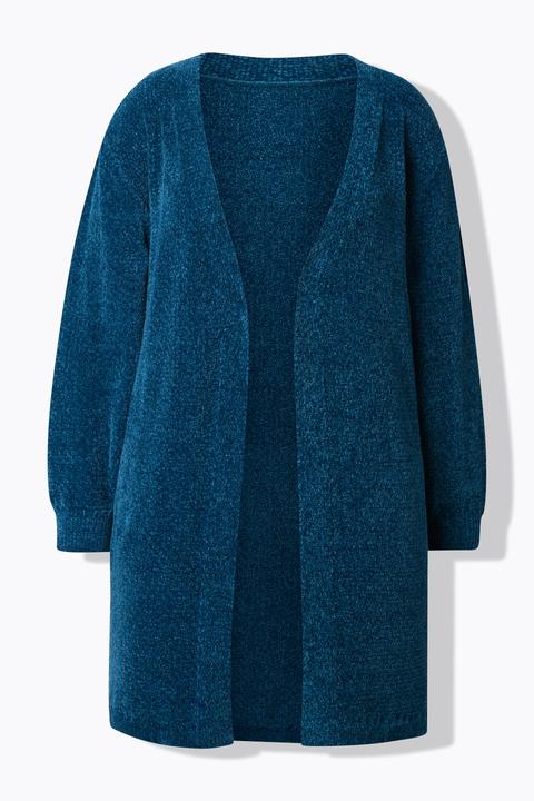 Produktbild Ulla Popken Chenille-Strickjacke, V-Ausschnitt, offene Form, Langarm (60)