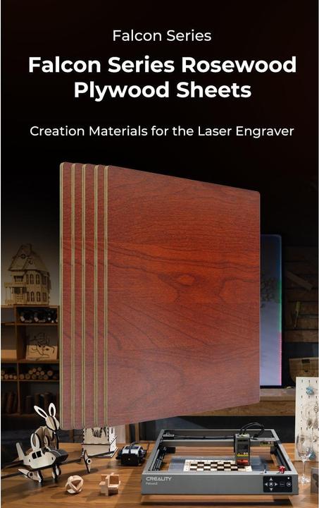 Produktbild Creality Rosenholz Platten 300 x 300 x 3/5 mm (Ersatzteile)