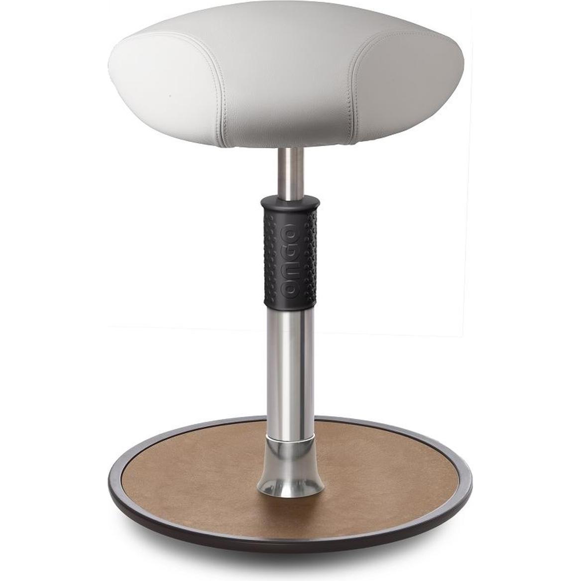 Ongo, Bürostuhl, Sitz- Stehhocker Free Regular Triangel Boxmark Leder Weiss Chrom /Natur
