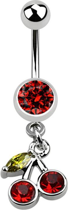 Actual product image Star Piercing Banana silver with red claw pendant and green leaf (Surgical steel 316L, without brass)
