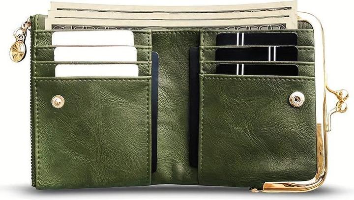 Actual product image Only-Bags.Store Solid colour versatile short wallet, Vintage Clutch Coin Purse Credit Card Holder with
