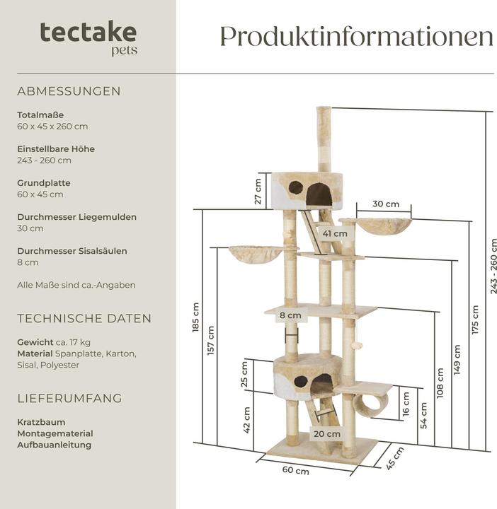 Image du produit tectake Hansi (260 cm, Beige, Blanc)